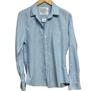 Frank & Eileen Tailored Cotton Button Up Blue White Mini Gingham Check Large